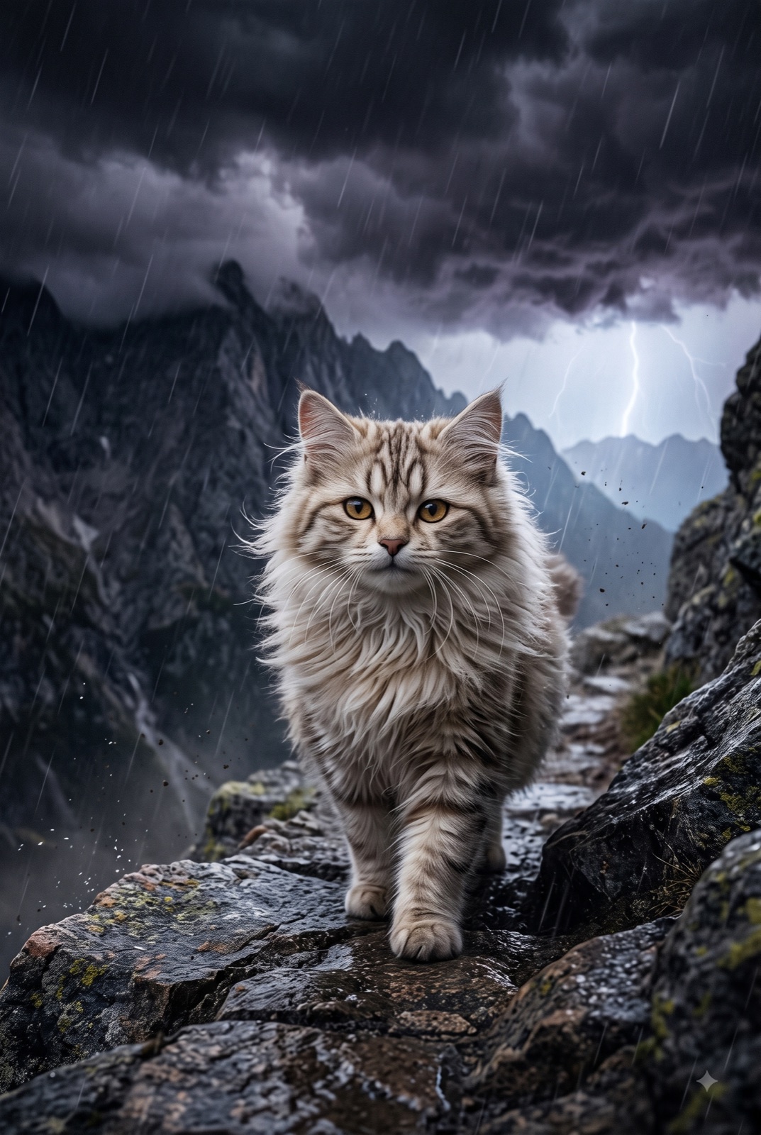Magnus venturing along a stormy mountain ridge